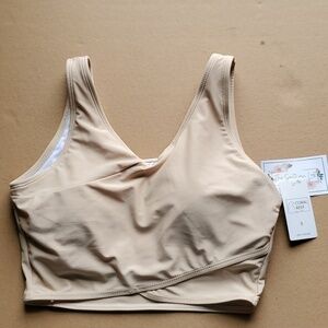Southern Loft Take Me away Cross swim top Tan Small Or Medium NWT